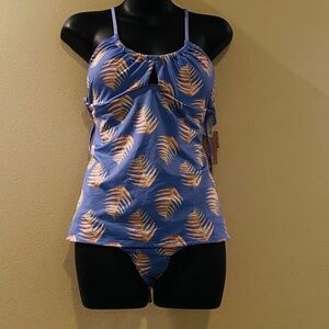 Patagonia Size XS 0-2 Tankini Swimsuit Top & Nanogrip Bottoms Palms Violet Blue